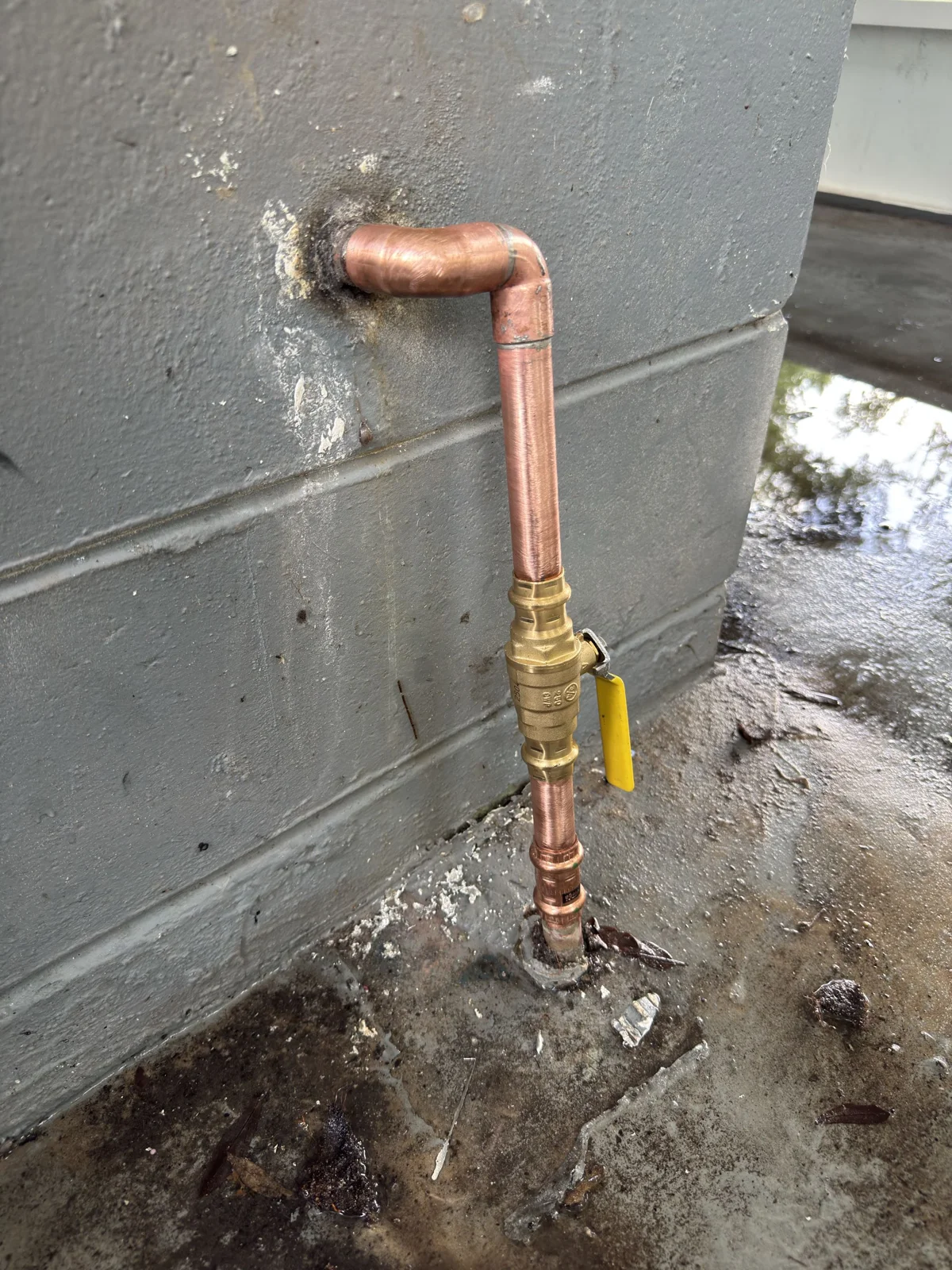 Exterior copper piping after work